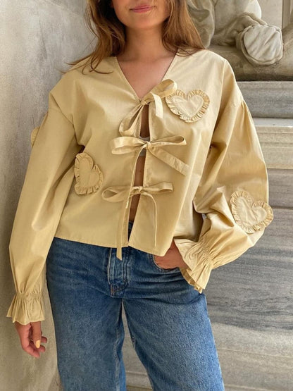 Chic tied ruffle sleeve top