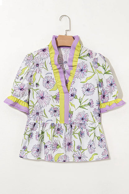 Daisy Days Ruffle Peplum Blouse – Pastel Bloom Edition