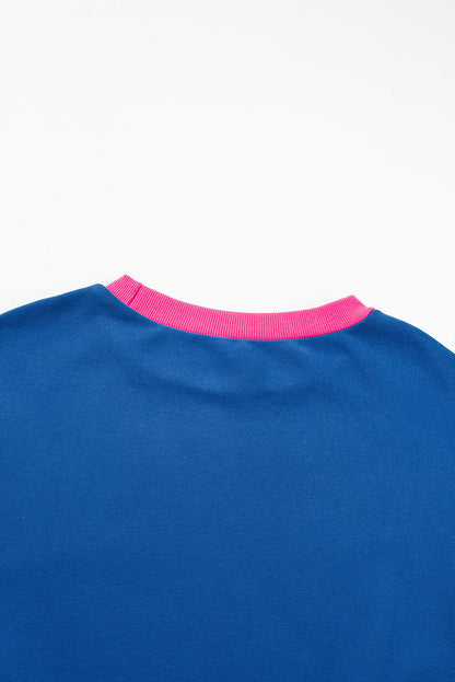 Chic colorblock bubble sleeve sweatshirt