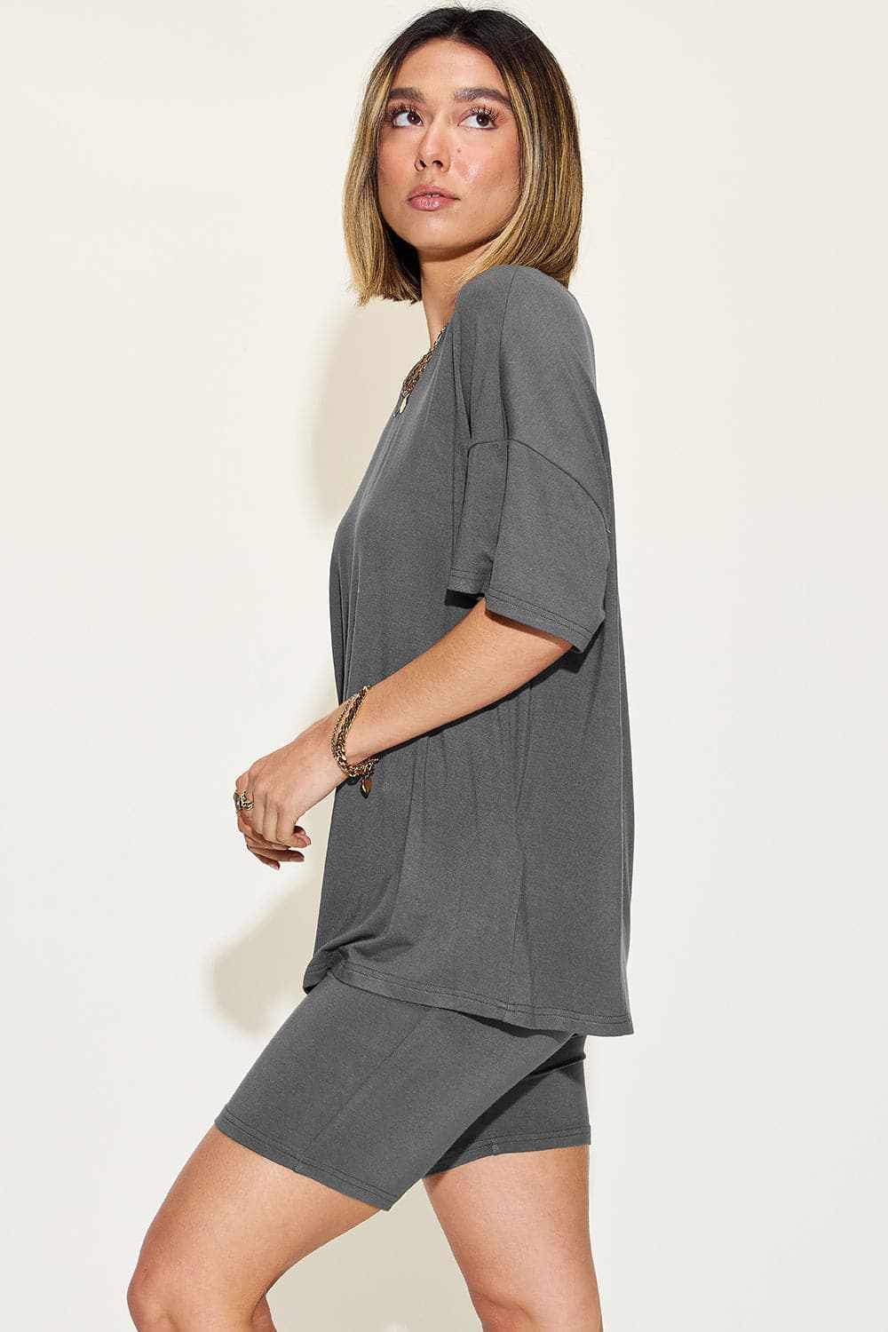 Basic Bae v-neck t-shirt & shorts set - Love Salve 