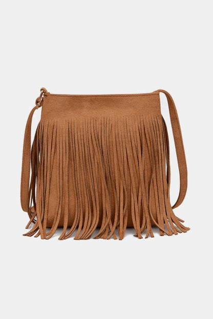 Chic suede fringe crossbody bag