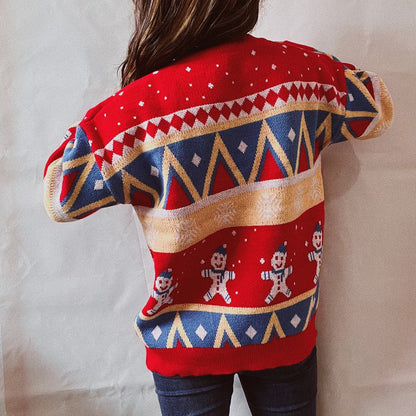 Printed Round Neck Long Sleeve Sweater.