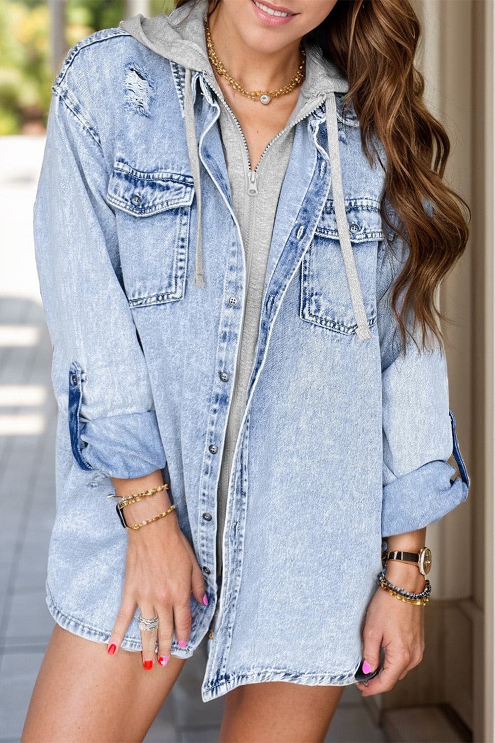 Chic distressed denim jacket