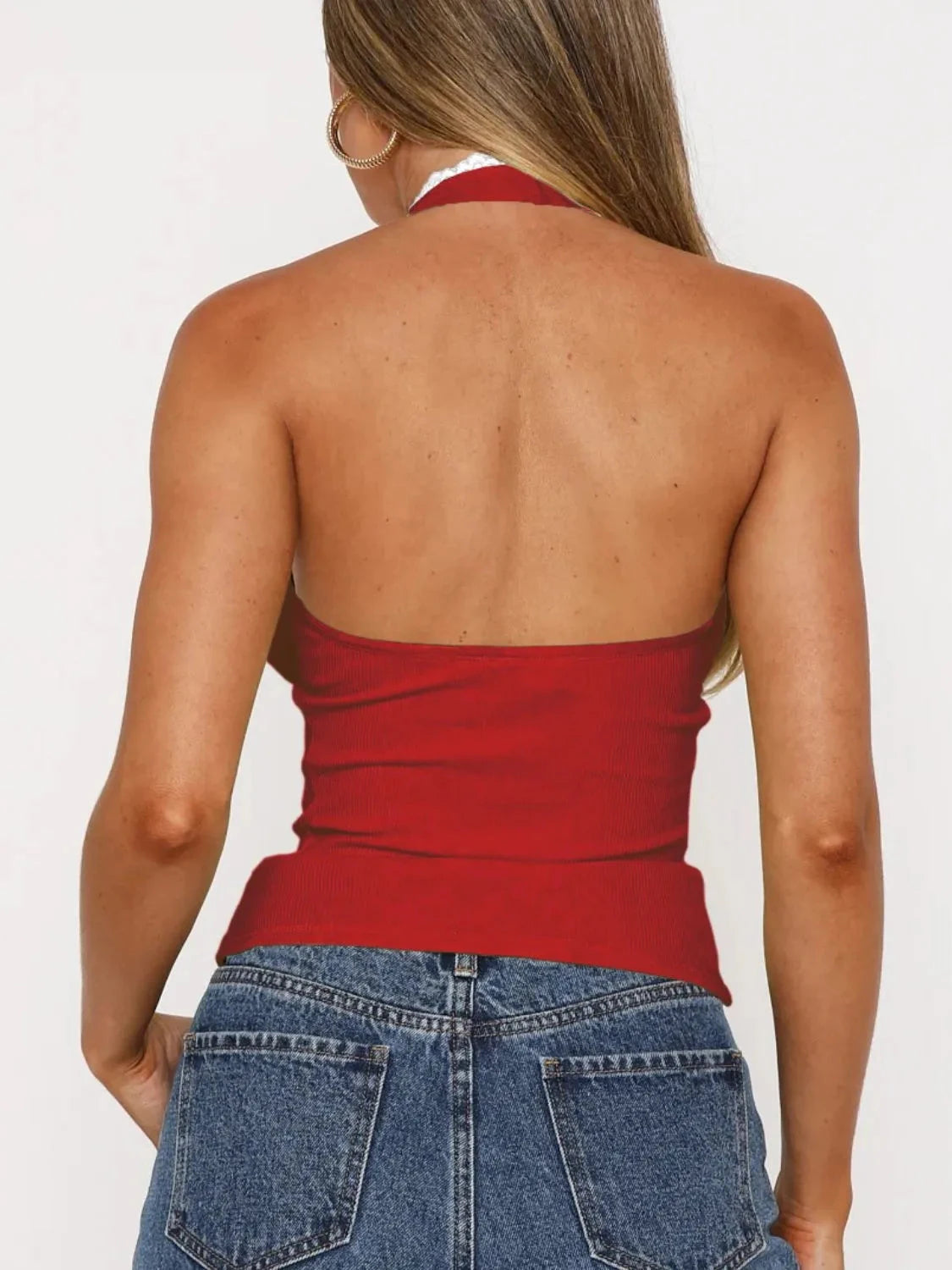 Lace Trim Halter Cami Top Coco’s Tee Boutique