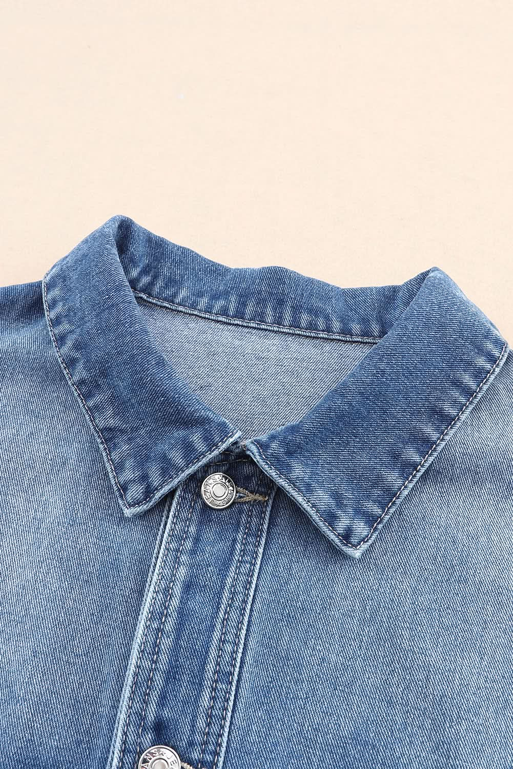 Collared Neck Button Up Denim Jacket