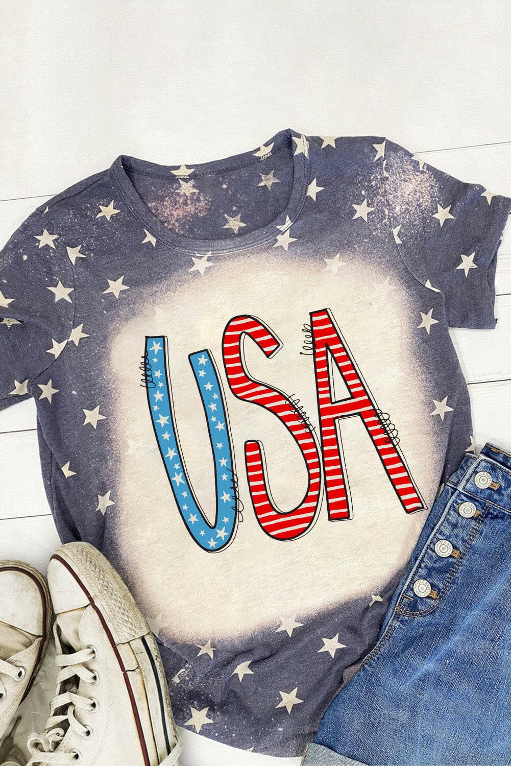 USA Round Neck Short Sleeve T-Shirt.