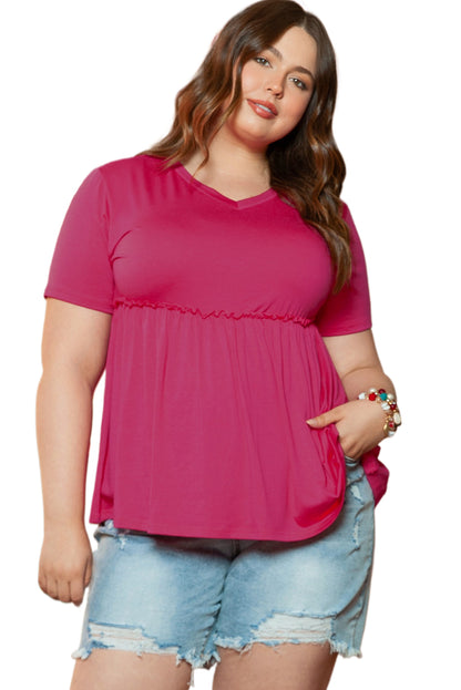 Elegant rose red flowy top for plus sizes