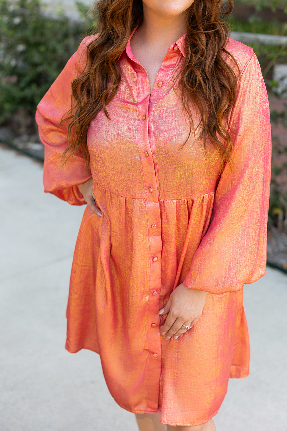 Peach blossom plus size mini dress