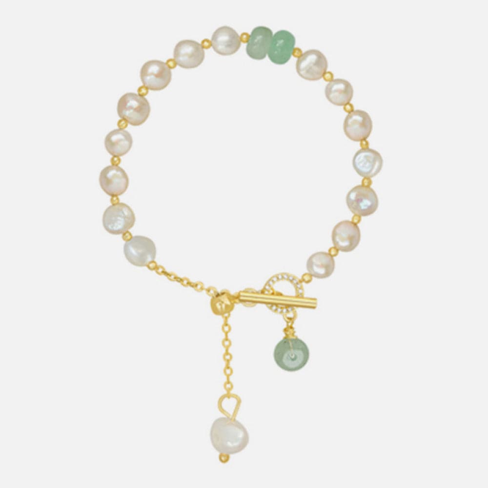 Pearl Green Stone Link Bracelet.