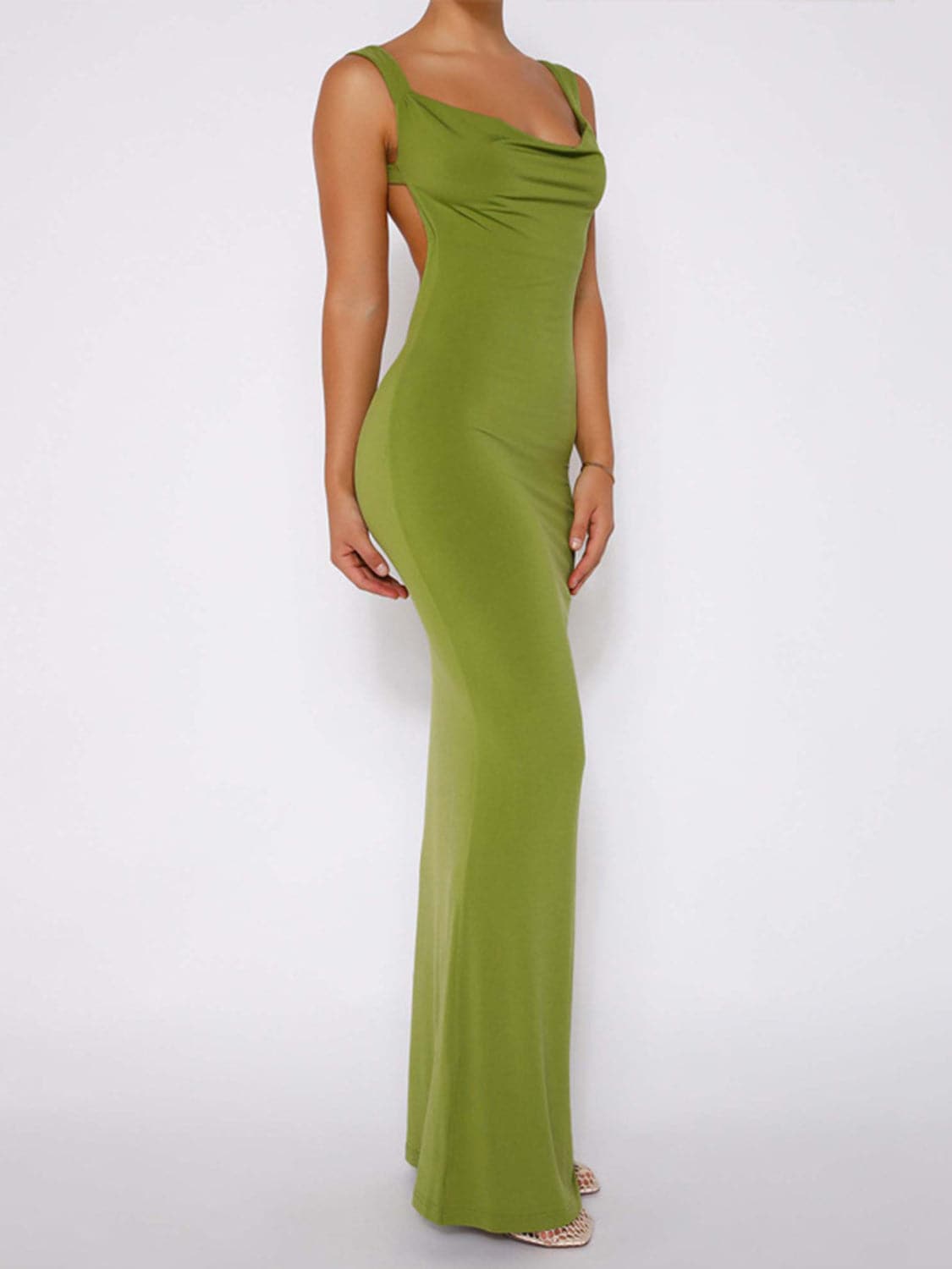 Backless Wide Strap Maxi Dress.