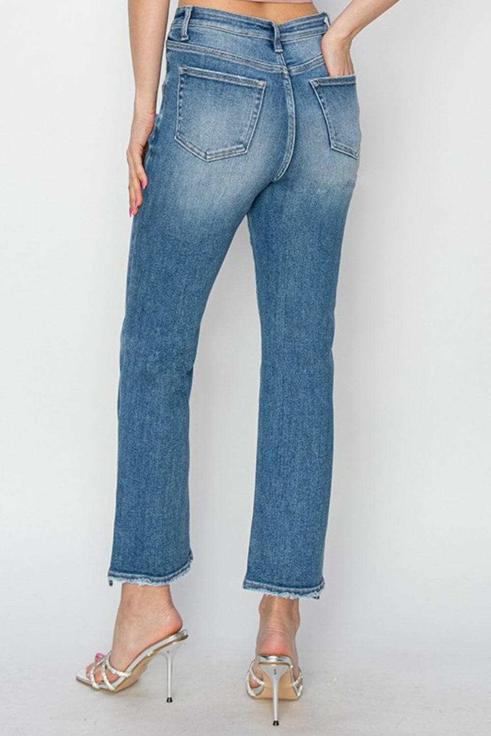 RISEN High Rise Slim Straight Jeans.