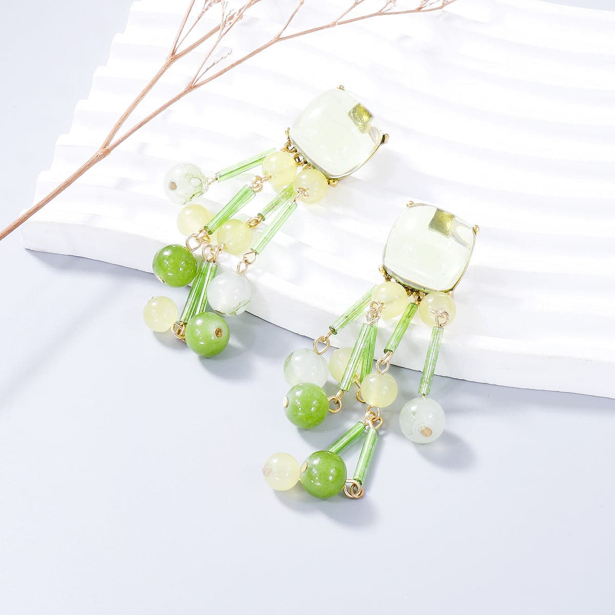 Acrylic Bead Dangle Earrings.