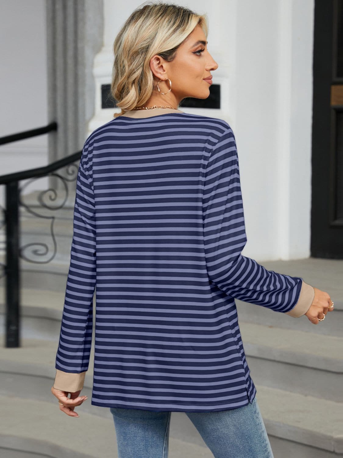 Chic striped long sleeve tee