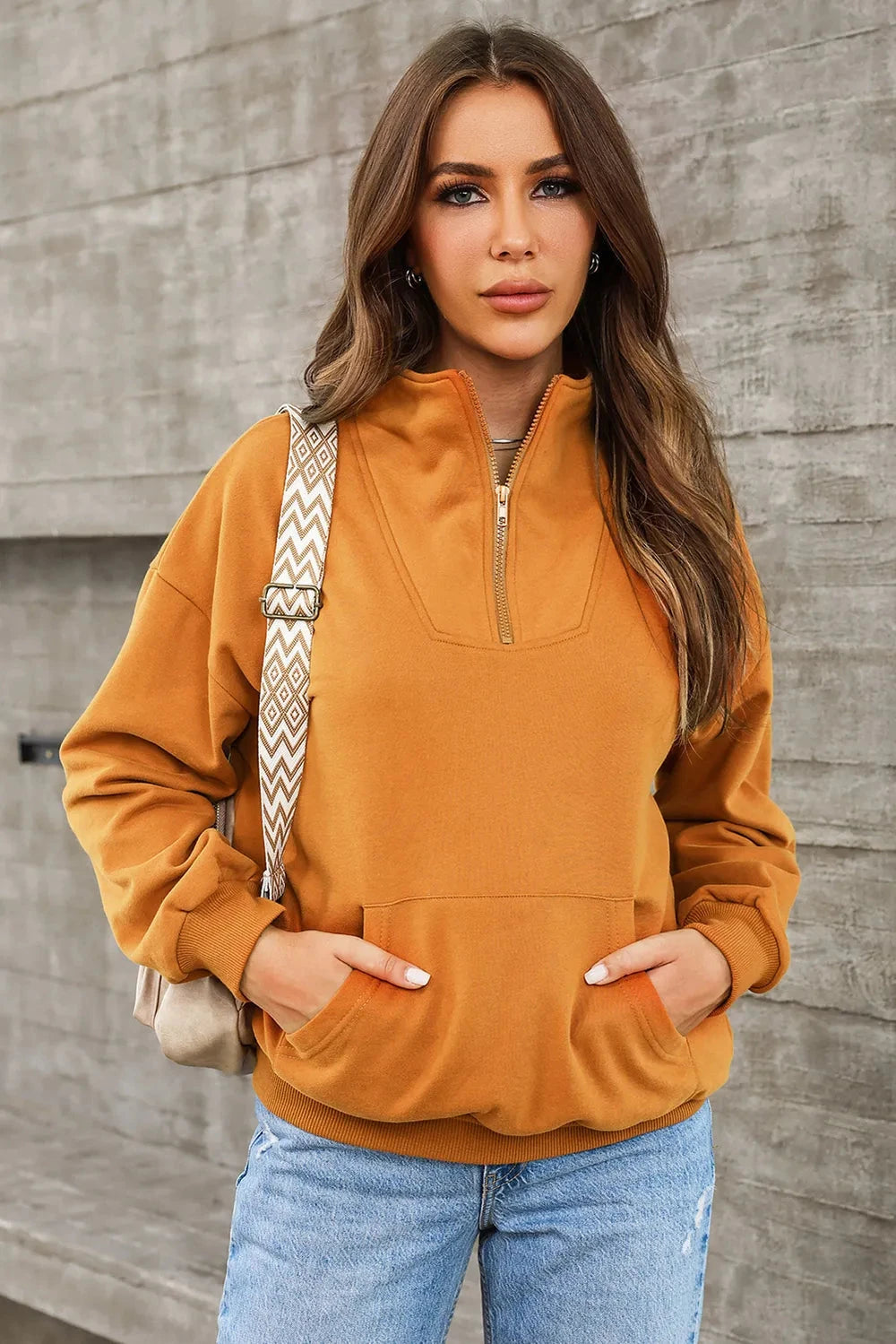 Quarter Zip Dropped Shoulder Sweatshirt Coco’s Tee Boutique