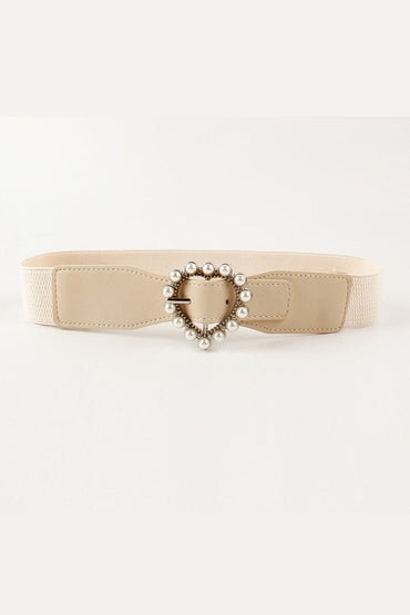 Pearl Heart Buckle Elastic Belt.