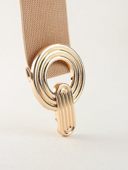 Geometric Buckle Elastic Wide Belt.