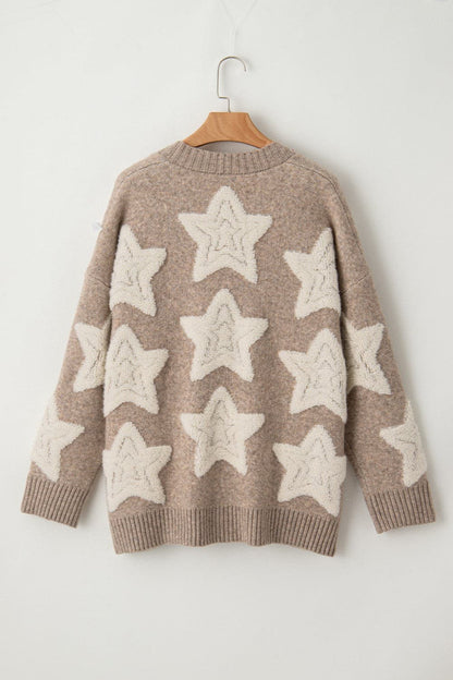 Star Button Up Long Sleeve Cardigan.