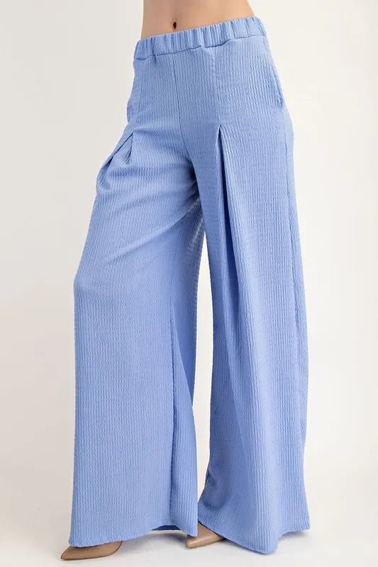 Celeste Textured Wide - Leg Pants with Pockets for Women - Love Salve