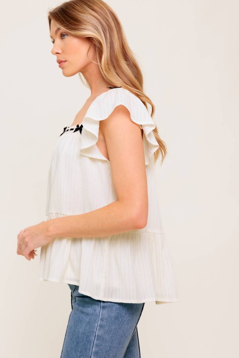CELESTIAL CRUSH CREAM WOVEN TOP - Love Salve