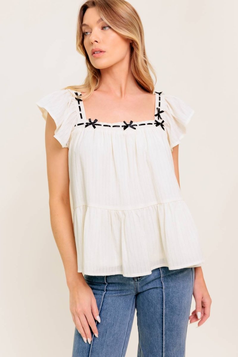 CELESTIAL CRUSH CREAM WOVEN TOP - Love Salve