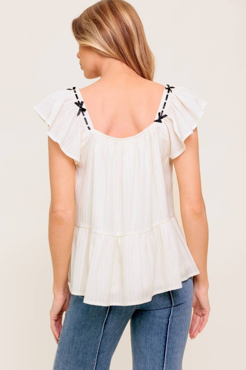 CELESTIAL CRUSH CREAM WOVEN TOP - Love Salve