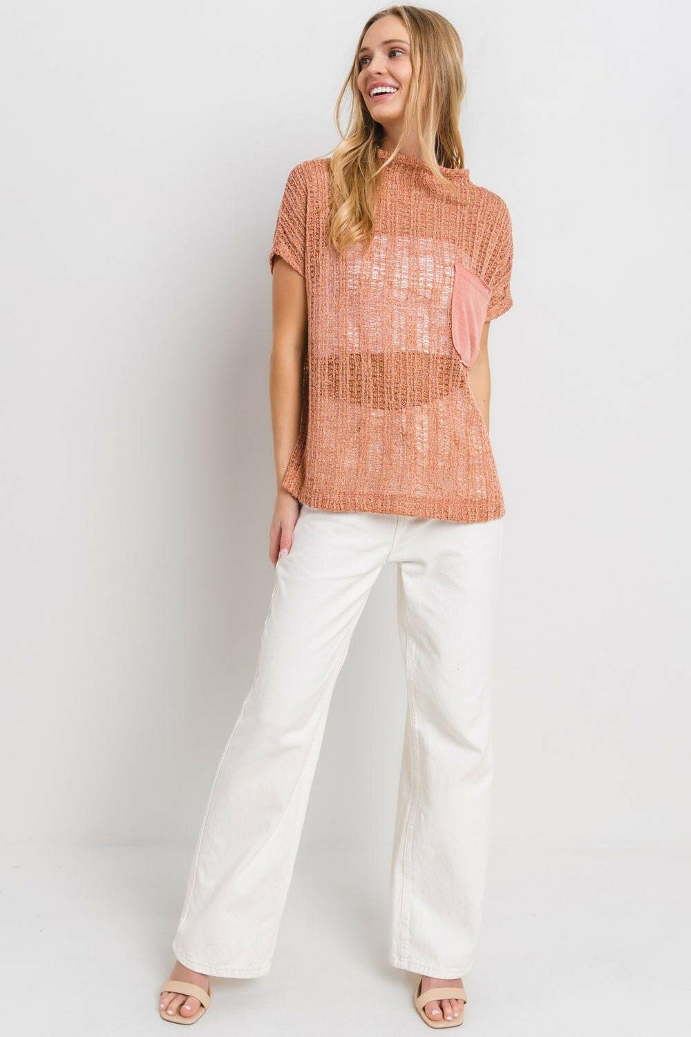 Ces Femme See Through Crochet Mock Neck Cover Up - Love Salve