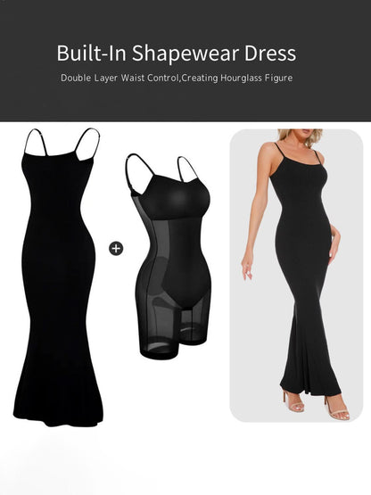 Sleek and Stretchy Built-In Shapewear Sleeveless Maxi Dress