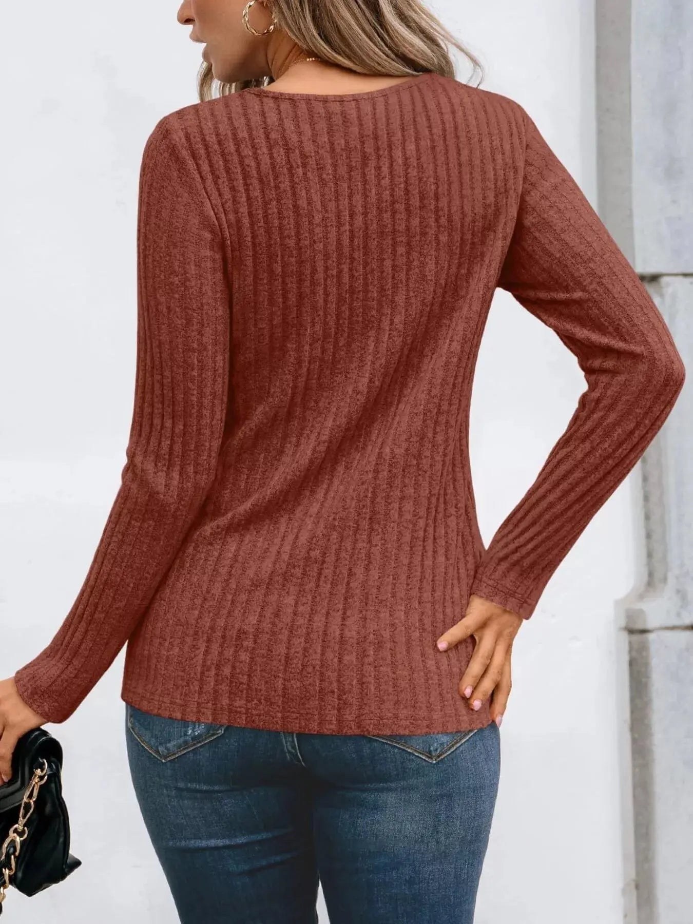Ribbed Long Sleeve T-Shirt Simply Love