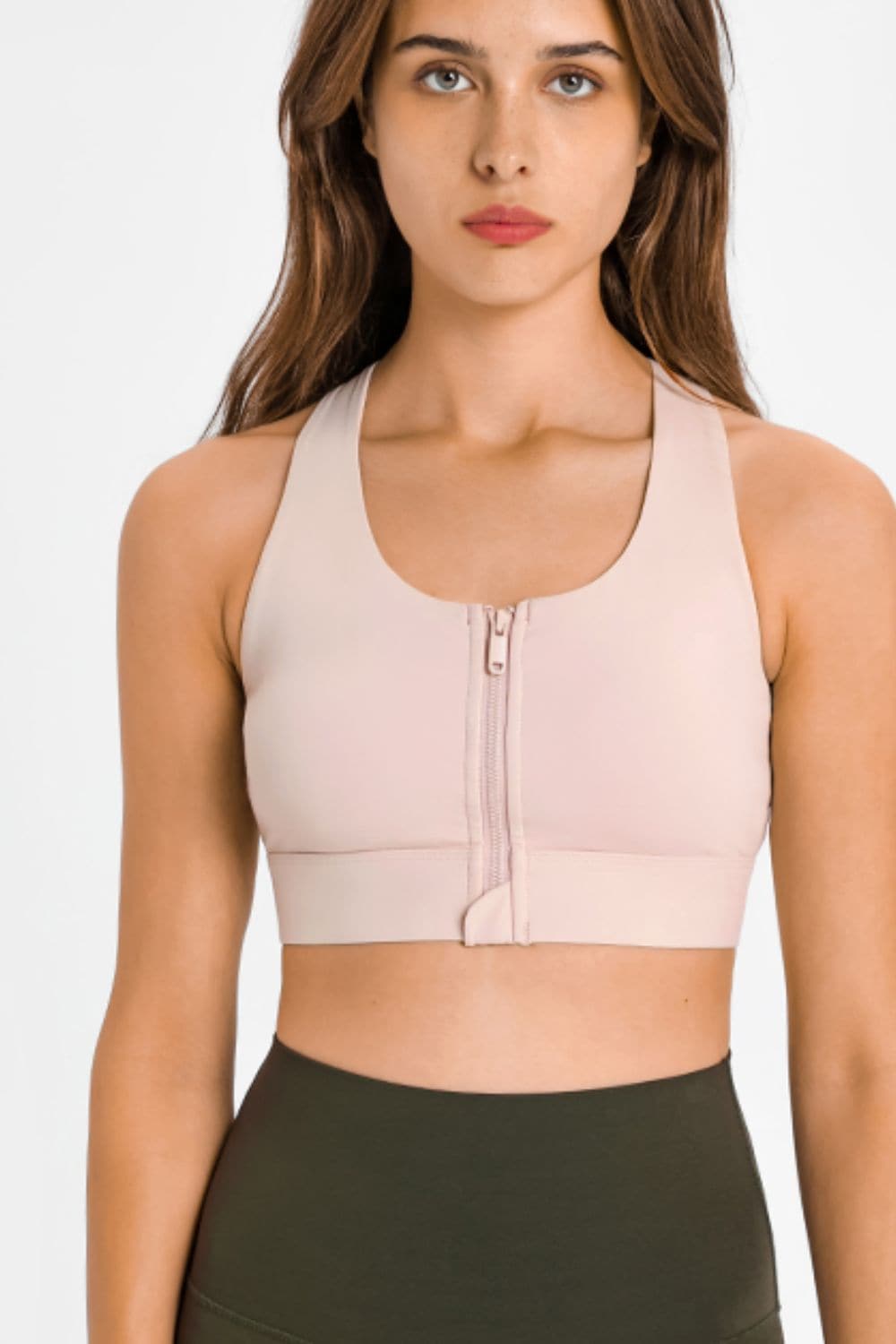 Zip Up Racerback Sports Bra.