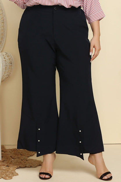 Plus Size Hem Detail Flare Pants.