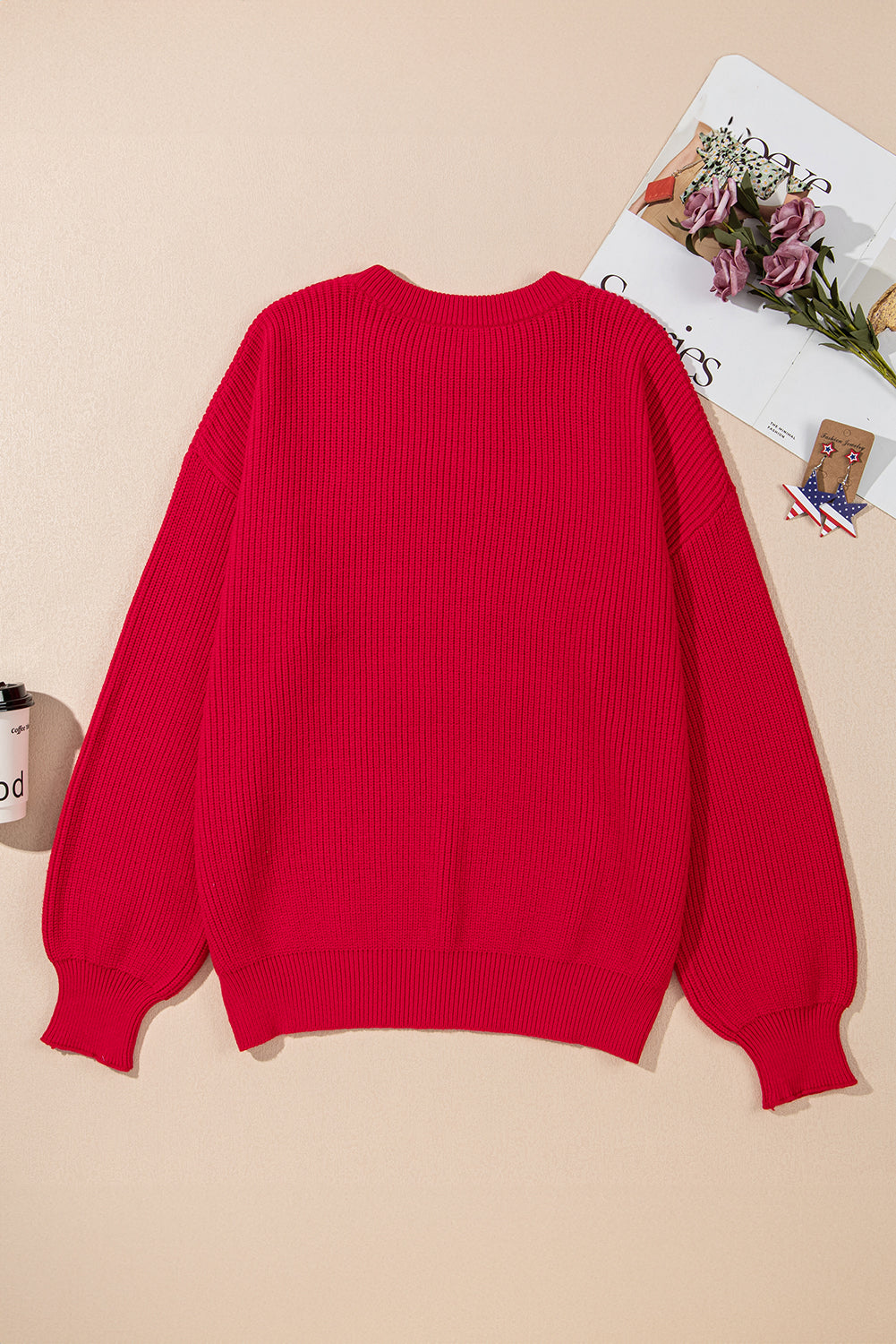 Racing red tinsel plus size sweater