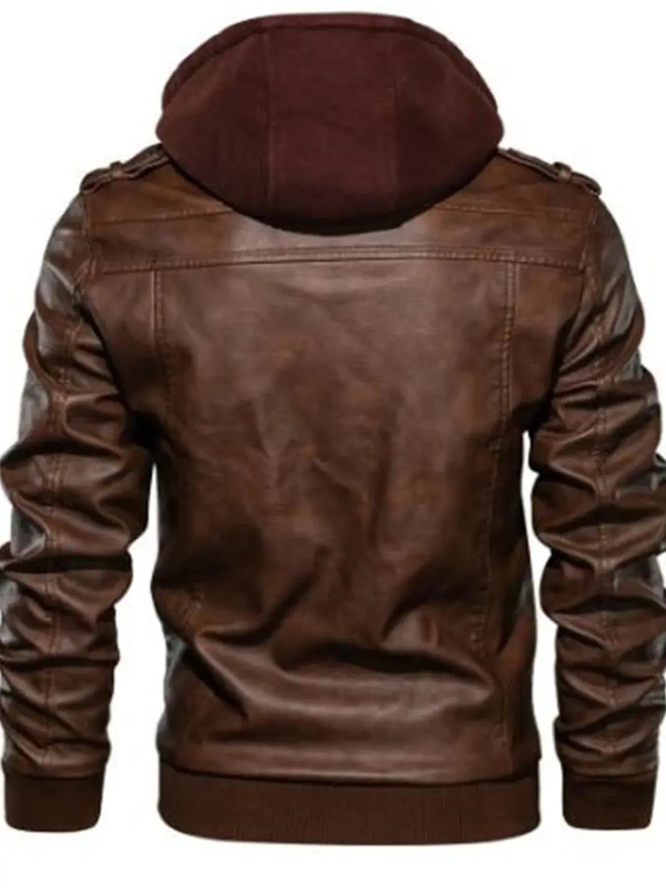 Men's Vintage Hooded PU Leather Jacket Plus Size Lined Simply Love