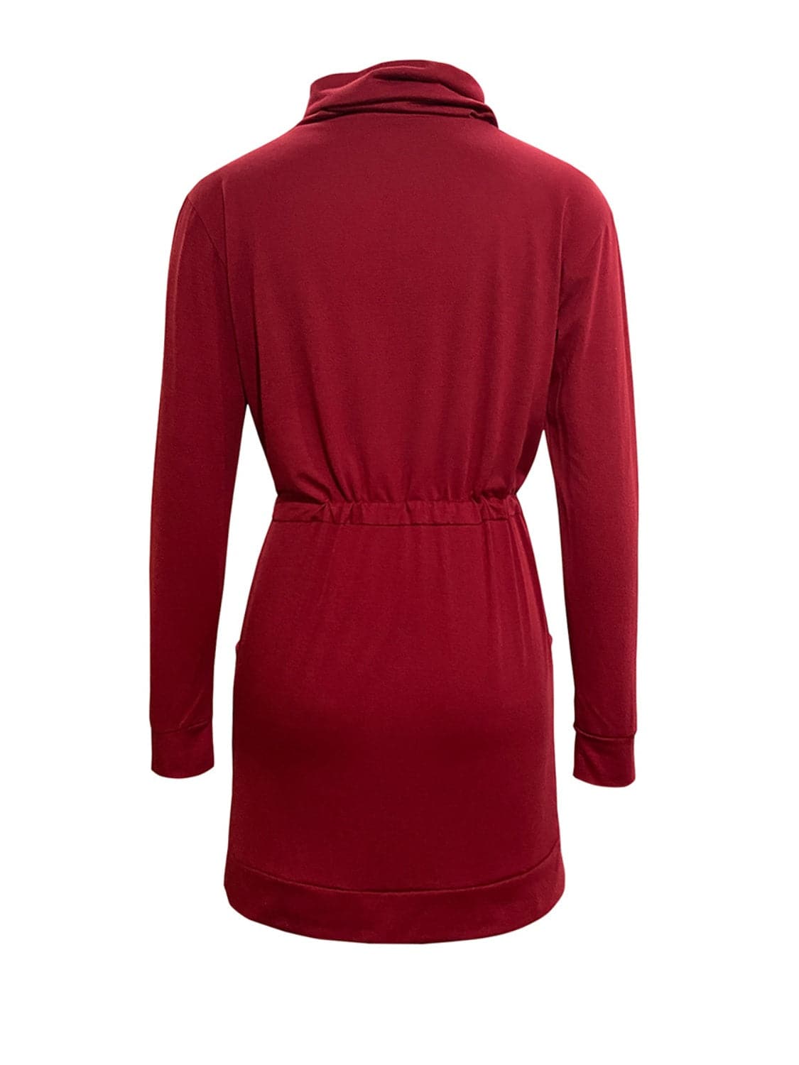 Chic Drawstring Turtleneck Dress With Pockets For All Occasions