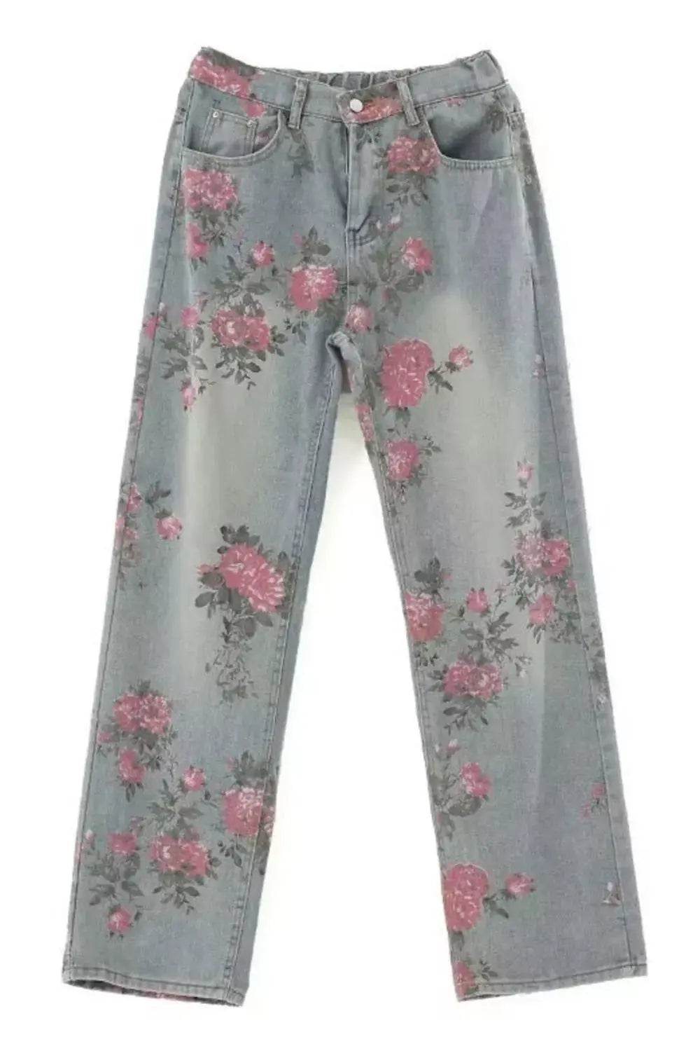 Men's Full Size Floral Print Wide Leg Jeans Plus Size Simply Love