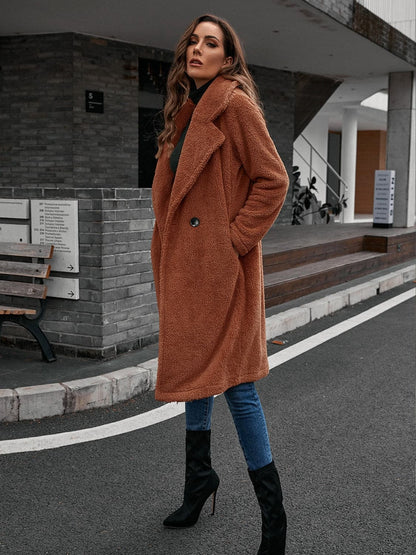 Plush Collared Neck Button Up Coat.