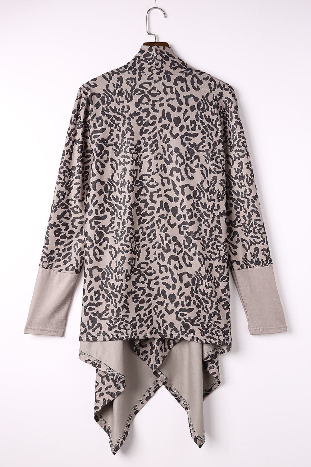 Leopard Open Front Long Sleeve Cover-Up.