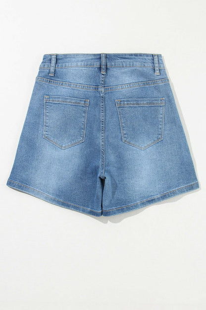 Rhinestone High Waist Denim Shorts.