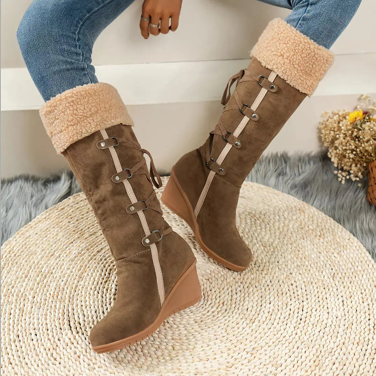 Round Toe Wedge Boots Simply Love