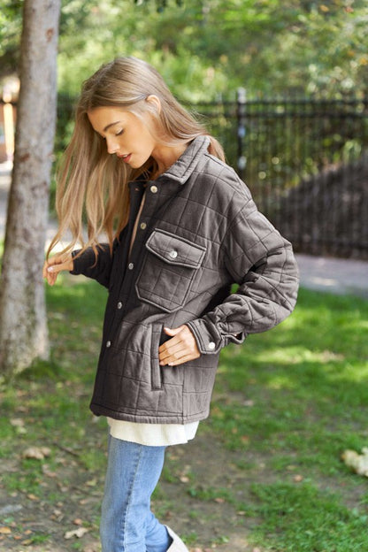 Mineral Wash Quilted Shacket