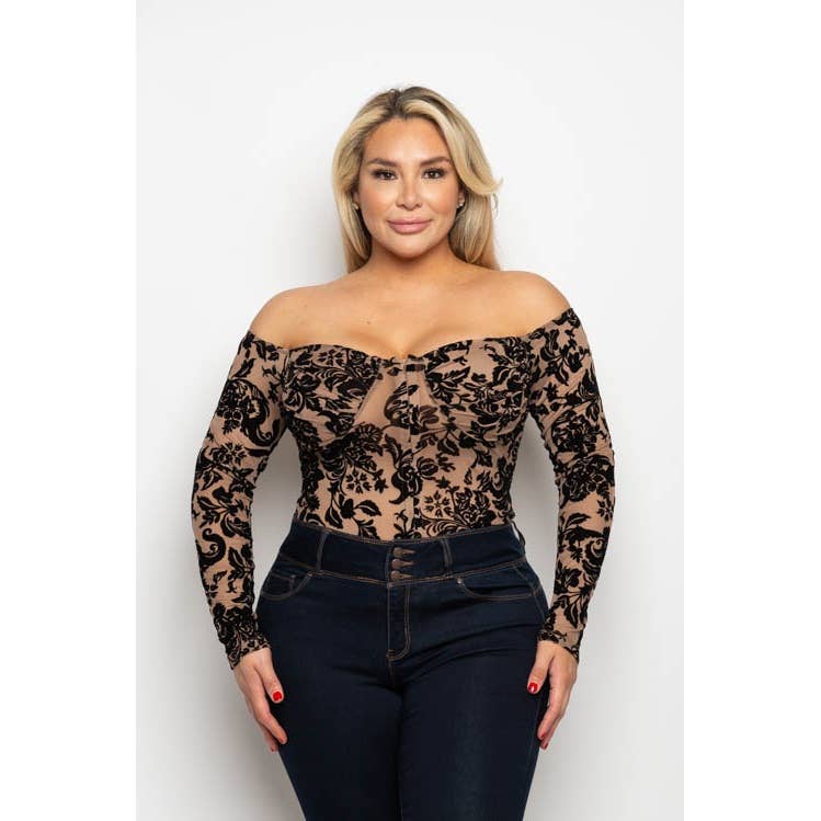 Lace Me Up Mocha Mesh Bodysuit Coco’s Tee Boutique