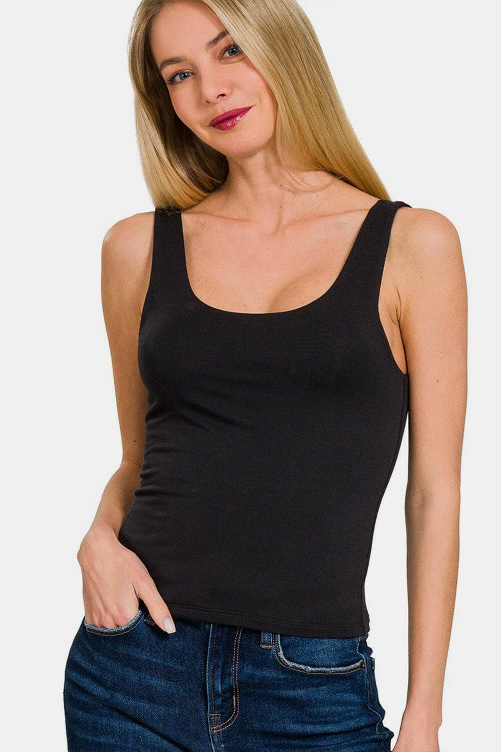 Zenana Double Layer Round Neck Tank.