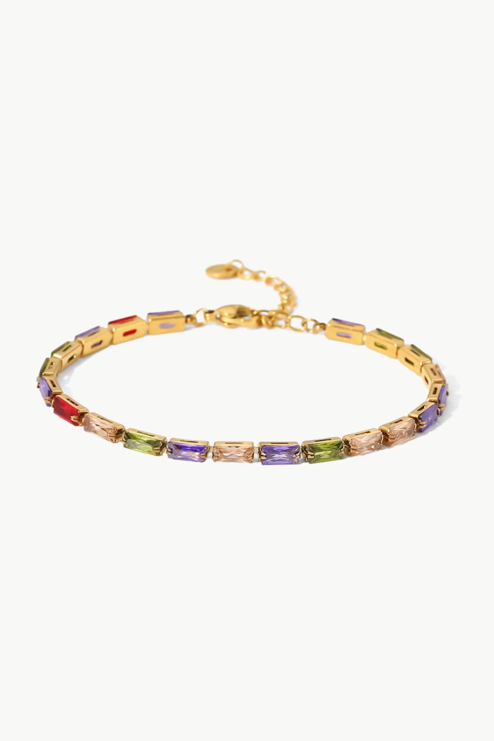 18K Gold Plated Multicolored Cubic Zirconia Bracelet.