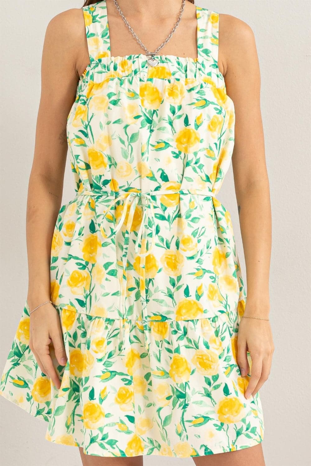 HYFVE Floral Tie Shoulder Mini Dress.