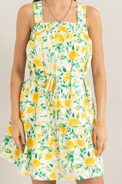 HYFVE Floral Tie Shoulder Mini Dress.