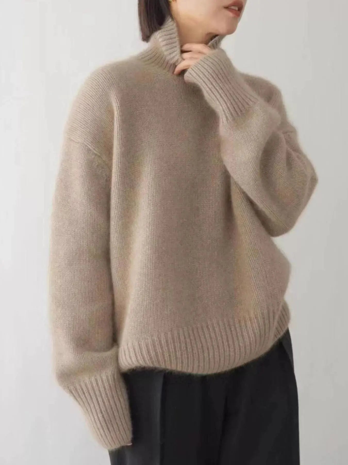 Turtleneck Dropped Shoulder Sweater Simply Love