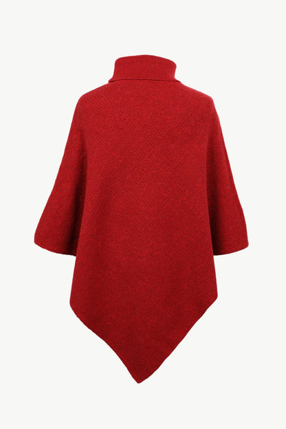 Turtleneck Buttoned Poncho.