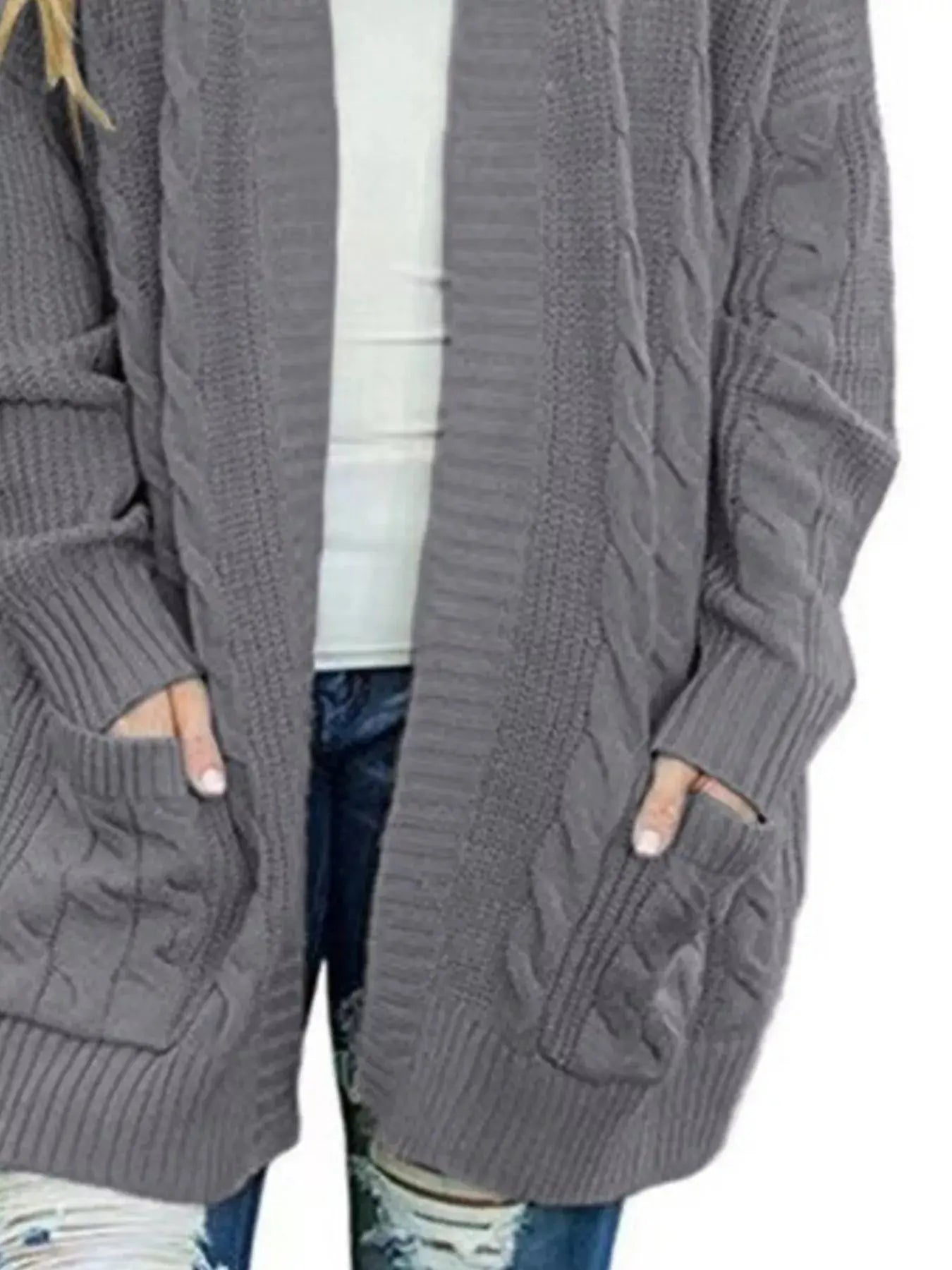 Full Size Chunky Knit Open Front Cardigan Plus Size Simply Love