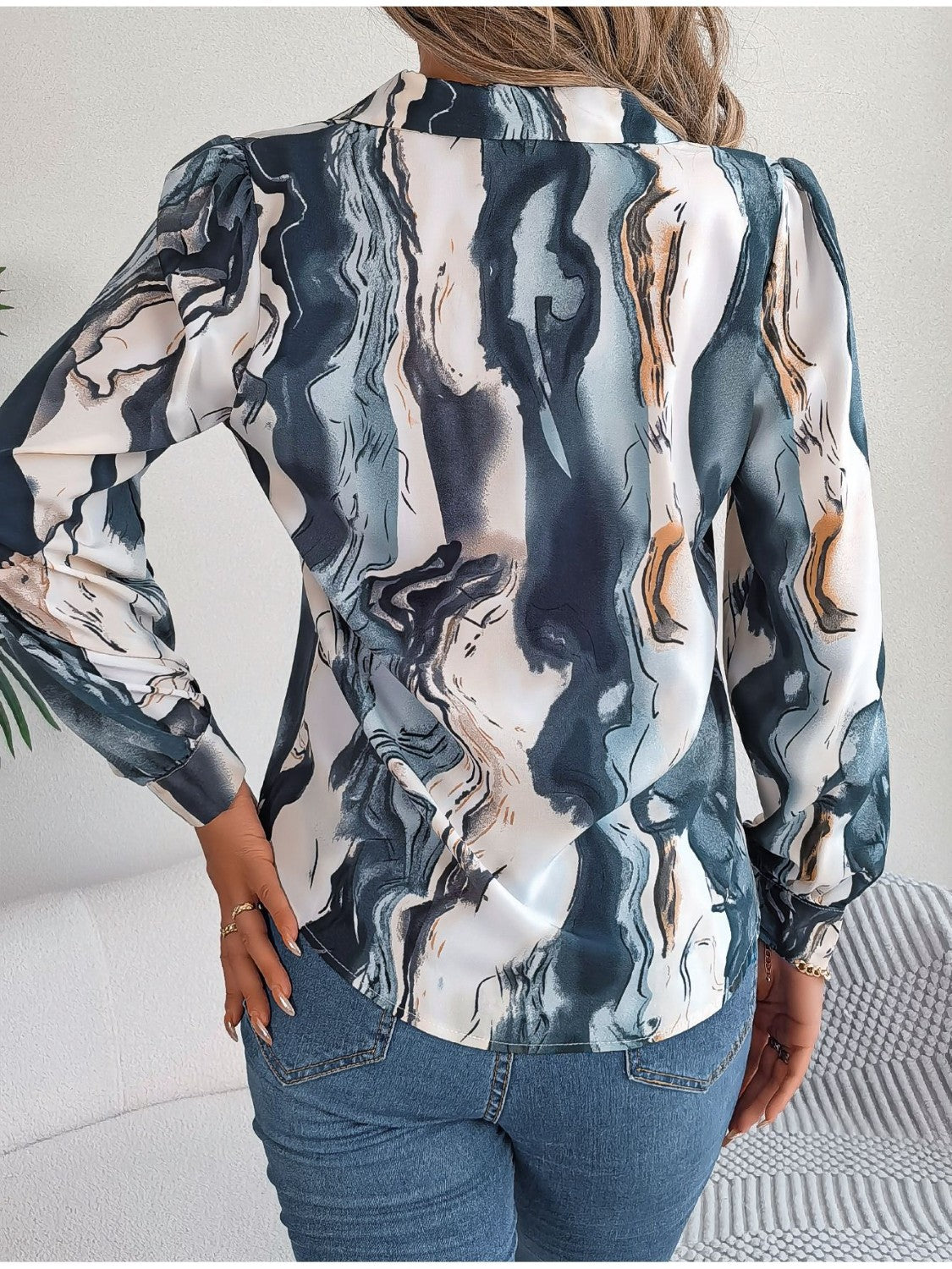 Printed Button Up Long Sleeve Shirt Coco’s Tee Boutique