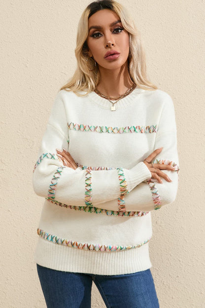 Round Neck Long Sleeve Sweater.