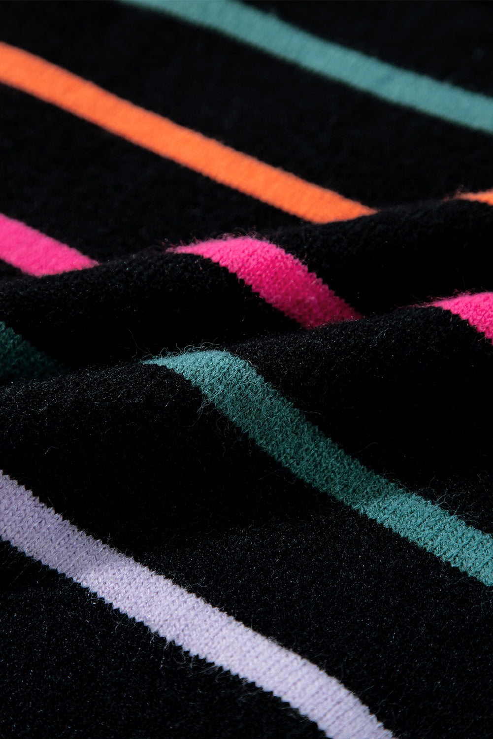 Striped ribbed sweater with colorful accents in black